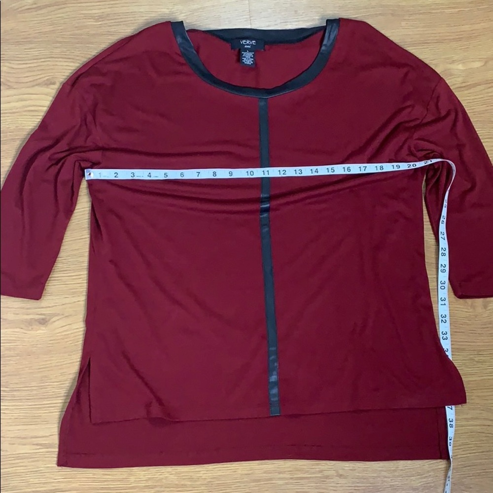 VERVE ami Size Large Wine & Black 3 Quarter Shirt - Picture 5 of 6